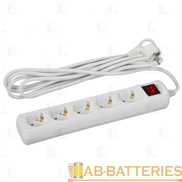 Удлинитель ЭРА U 5р.С/З 16A 5.0м с выкл. белый (1/12)