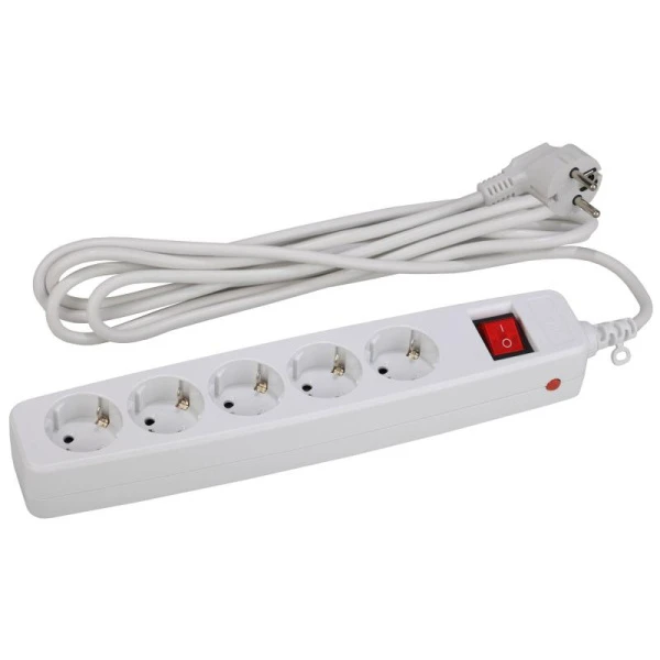 Сетевой фильтр ЭРА USF 5р.С/З 10A 5.0м белый (1/20)