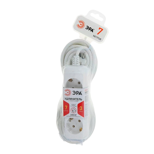Удлинитель ЭРА U 3р.С/З 16A 7.0м белый (1/12)