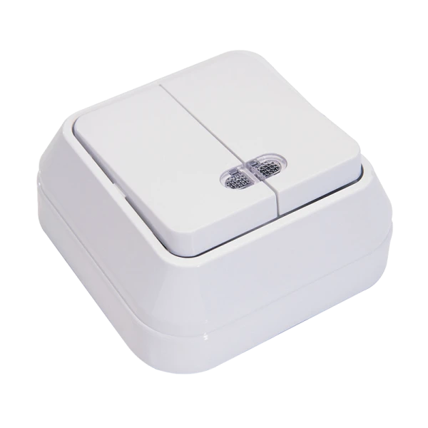 Выключатель Makel Light Siva Ustu 2-клав.10A пластик накладной белый 45123Makel (1/10)