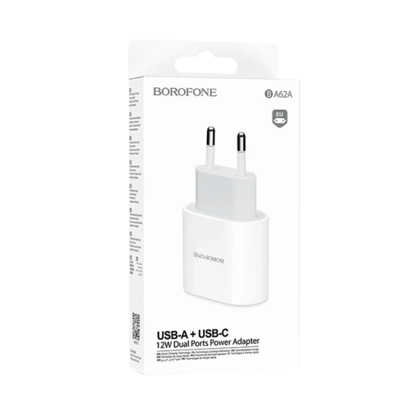 Сетевое З/У Borofone BA62A 1USB/Type-C 2.4A белый