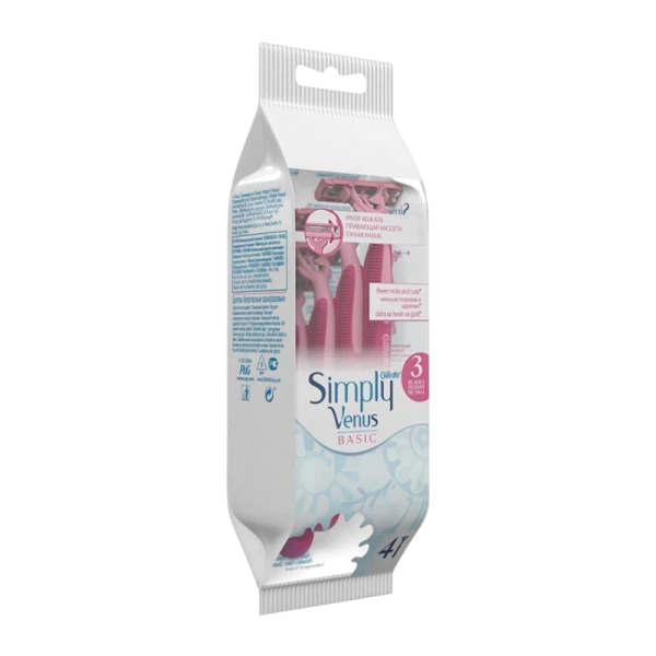 Бритва Gillette VENUS Simply Basic 3 лезвия 4шт. розовый (1/12)