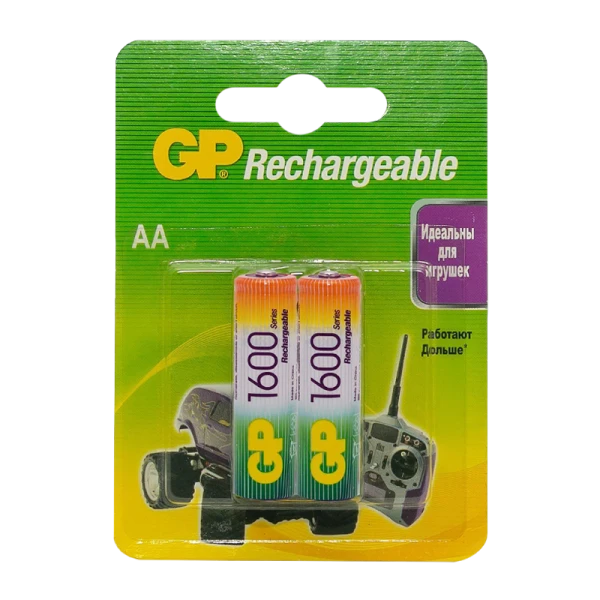 Аккумулятор бытовой GP HR6 AA BL2 NI-MH 1600mAh в бумажной упаковке (2/20/160)