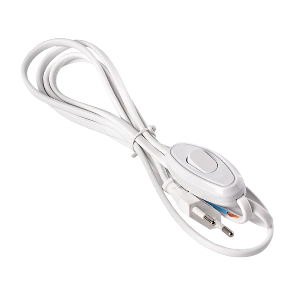 Шнур с плоской вилкой и проходным выключателем Smartbuy, 1,7 метра белый ШВВП 2х0,75 (SBE-06-P05-w)