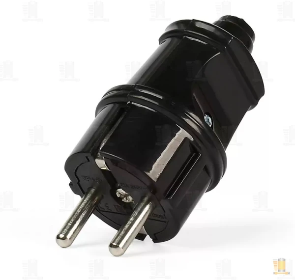 Вилка Smartbuy, прямая с заземлением черная 16А 250В