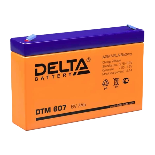 Аккумулятор свинцово-кислотный Delta DTM 607 6V 7Ah (1/10)