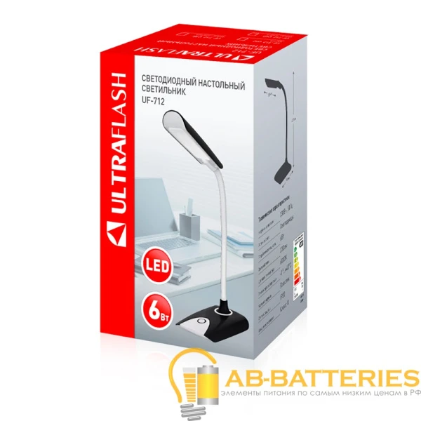 Светильник настольный Ultraflash UF-712 6W 220V 1LED на основании сенс. черный
