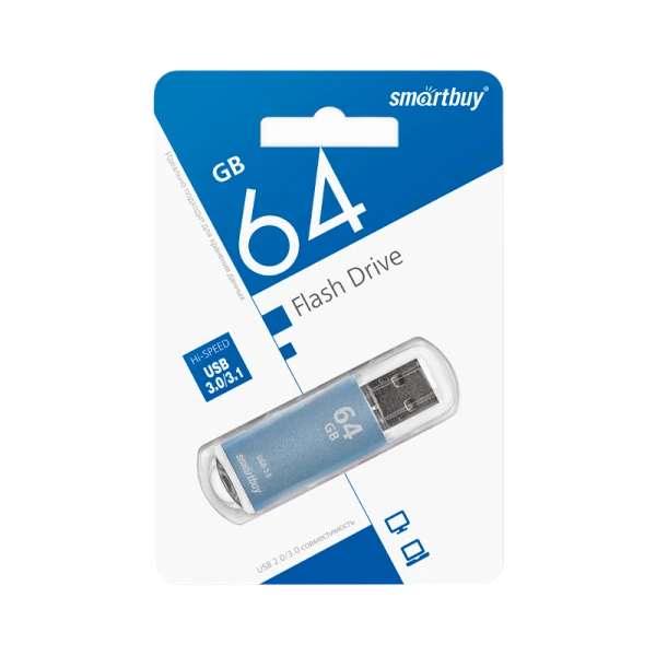 Флеш-накопитель Smartbuy V-Cut 64GB USB3.0 пластик синий