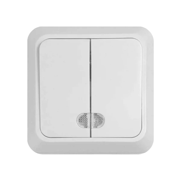 Выключатель Прогресс Fit 2-клав.10A ABS + Керамика с индикатором белый (1/10/100)