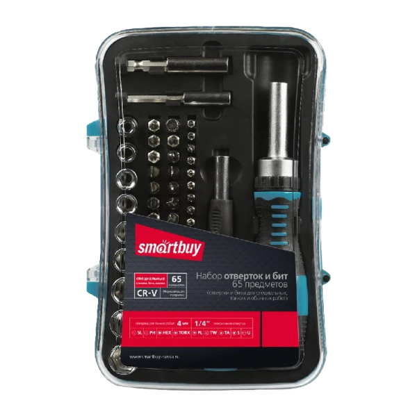 Отвертка Smartbuy ONE Tools с набором насадок 65 предметов CR-V (1/18)