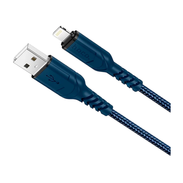 Кабель HOCO X59 USB (m)-Lightning (m) 1.0м 2.4A нейлон синий (1/30/300)