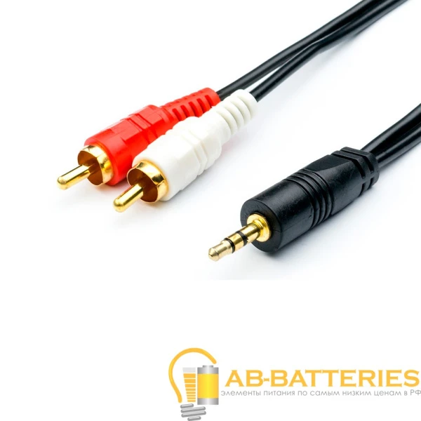 Кабель AUX Atcom Jack 3.5mm (m)-2xRCA (m) 3.0м силикон черный пакет с подвесом (1/150)