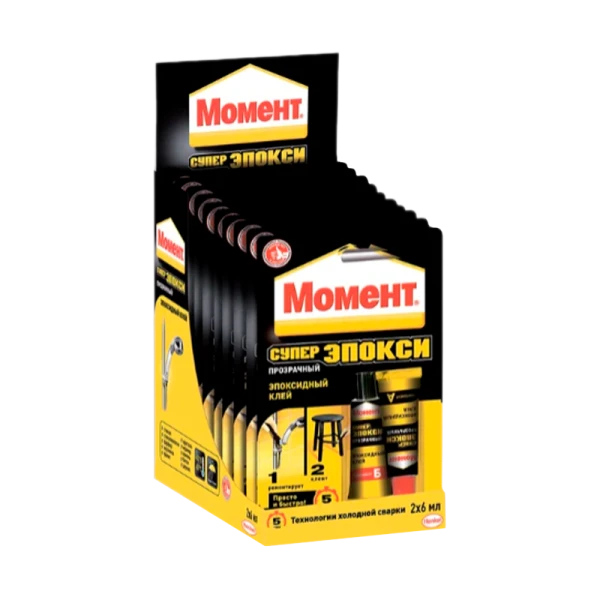 Клей Момент СУПЕР ЭПОКСИ эпоксидный 12мл двухкомпонентный BOX10 шоу-бокс прозрачный (10/40)