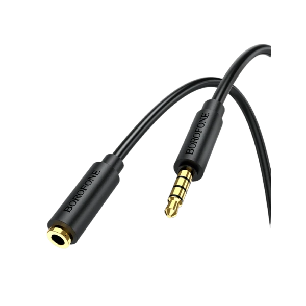 Кабель AUX Borofone BL12 Jack 3.5mm (m)-Jack 3.5mm (f) 1.0м ПВХ черный (1/63/252)