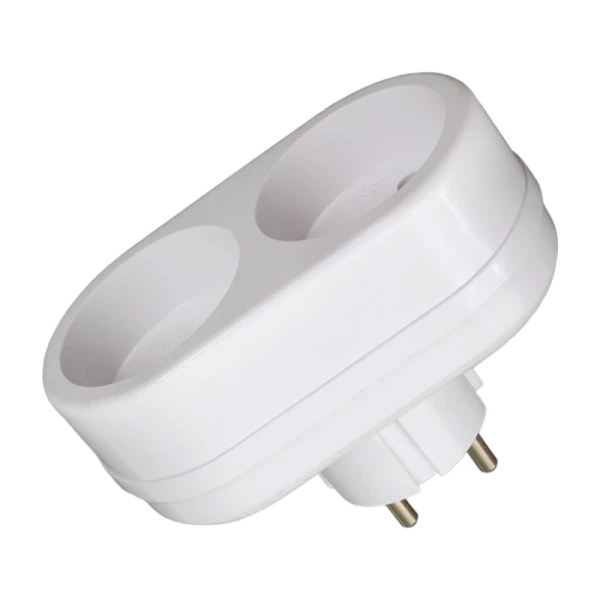 Разветвитель Toker 2Т 2р.Б/З в индивидуальной упаковке белый (1/50)