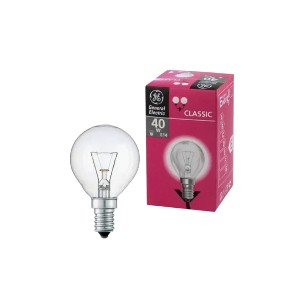 Лампа накаливания General Electric E14 40W 230V шар 45мм прозрачная