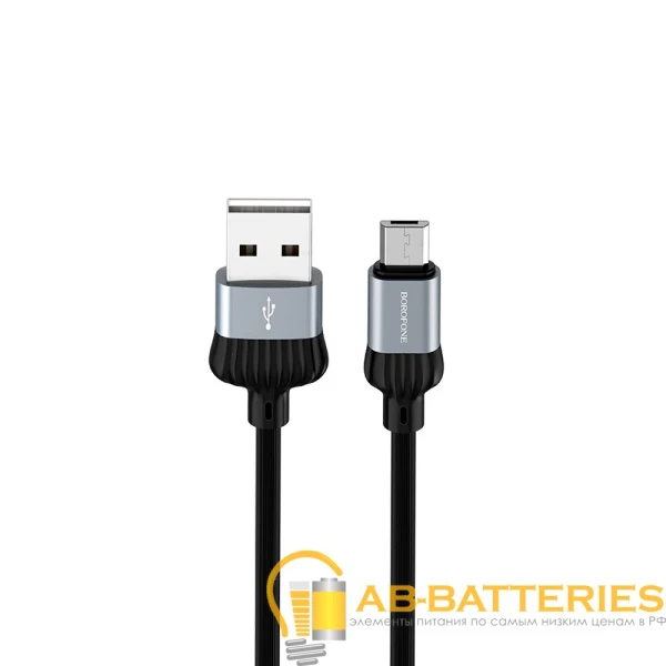 Кабель Borofone BX28 USB (m)-microUSB (m) 1.0м 2.4A ПВХ серый (1/360)