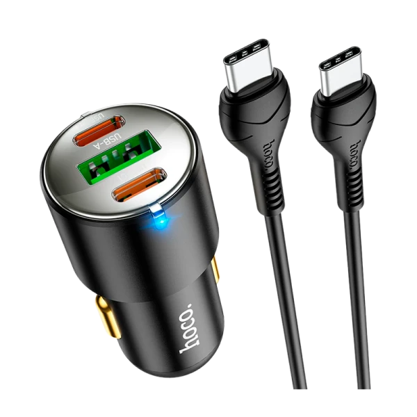 Автомобильное З/У HOCO NZ6 1USB/2Type-C 3.0A 45W PD3.0 черный (1/12/120)