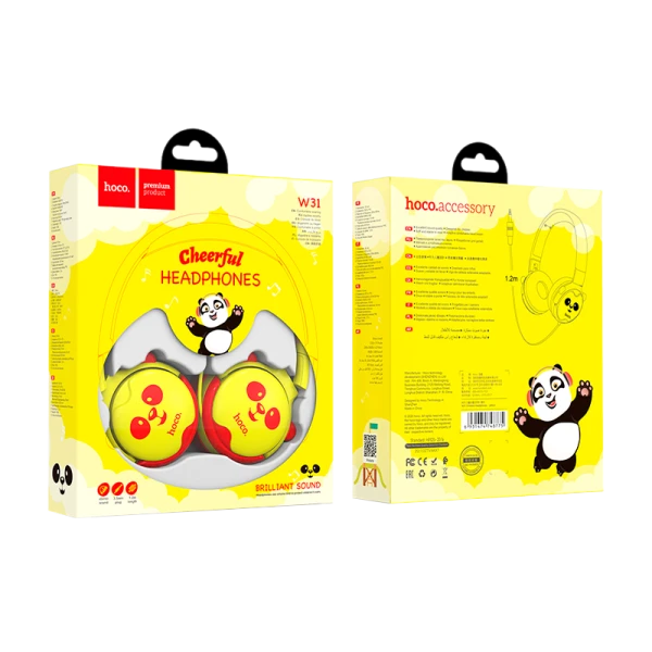 Наушники полноразмерные HOCO W31 с микр. для детей желтый (1/48)