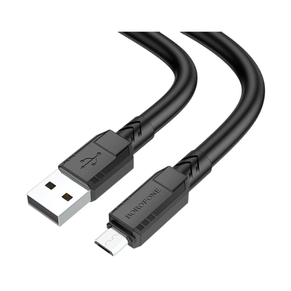 Кабель Borofone BX81 USB (m)-microUSB (f) 1.0м 2.4A ПВХ черный (1/360)
