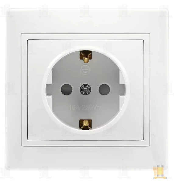 Розетка Smartbuy 1-местная с заземлением 16А белая, керамика "Венера"