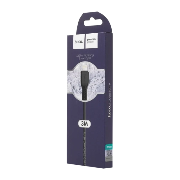 Кабель HOCO X20 USB (m)-Lightning (m) 2.0м 2.0A ПВХ черный (1/30/300)