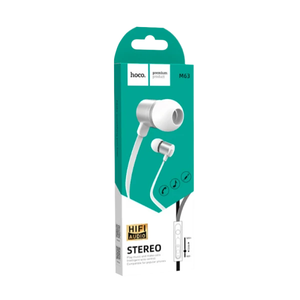 Наушники внутриканальные HOCO M63 с микр. серебряный (1/31/310)