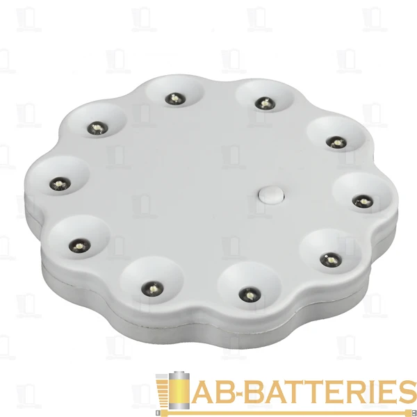 Фонарь туристический Трофи TK10 2.88W 10LED от батареек диск белый в блистере (1/20/240)