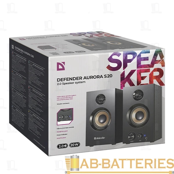 Колонки 2.0 Defender Aurora S20 20W Jack 3.5mm черный (1/8)