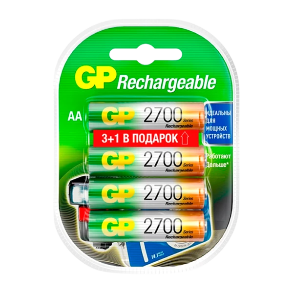 Аккумулятор бытовой GP HR6 AA BL3+1 NI-MH 2700mAh в бумажной упаковке (4/32/320) R