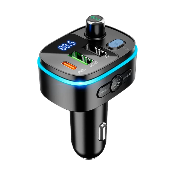 FM-трансмиттер HOCO E62 2USB+Type-C microSD bluetooth 5.0 черный (1/120)