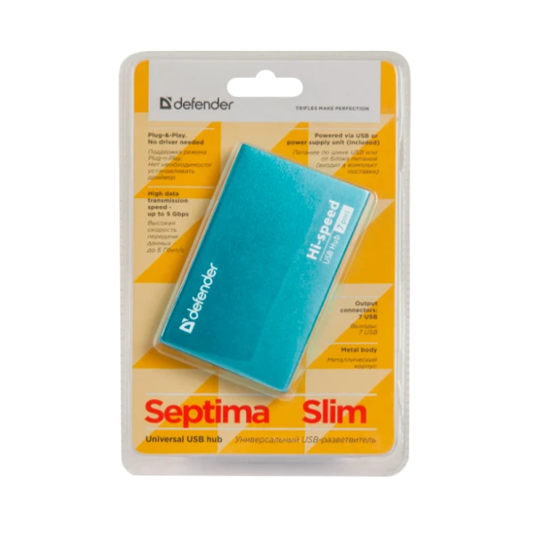 USB-Хаб Defender Septima Slim 7USB синий (1/100)
