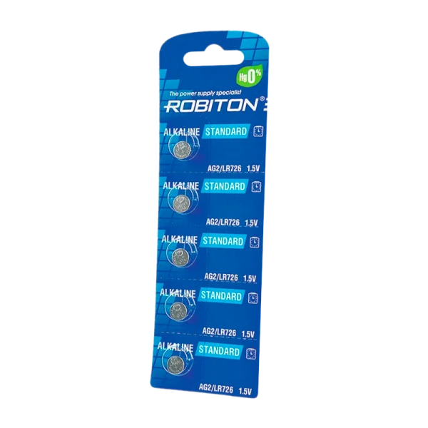 Батарейка ROBITON STANDARD R-AG2-0-BL5 (0% Hg) AG2 LR726 396 LR59 BL5