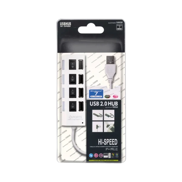 USB-Хаб Smartbuy 7204 4USB с выключателем белый