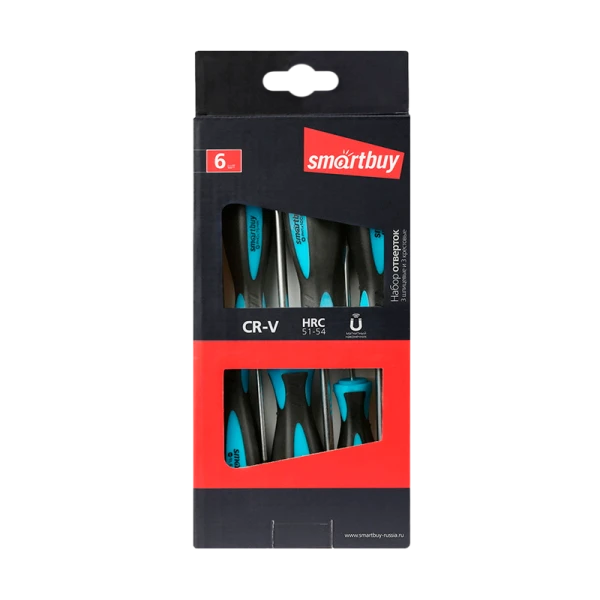 Набор отверток 6 штук, шлицевые и крестовые, намагниченный наконечник, CR-V,Smartbuy Tools/32