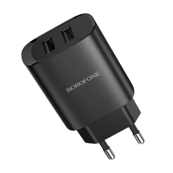 Сетевое З/У Borofone BN2 2USB 2.1A черный (1/35/140)