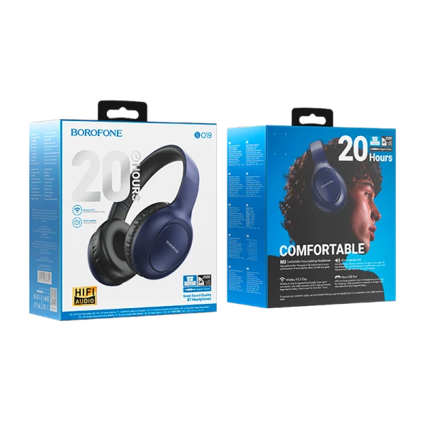 Наушники полноразмерные Borofone BO19 bluetooth 5.3 синий (1/30)