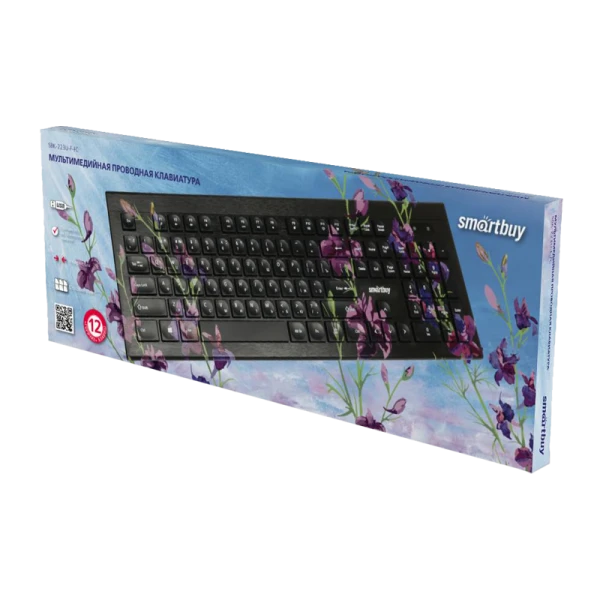 Клавиатура проводная Smartbuy 223 Flowers классическая USB 1.5м мультимед. черный (1/20)
