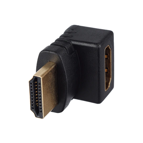 Переходник GoPower HDMI (m)-HDMI (f) угловой 4K 60Hz черный в пакете (1/500)