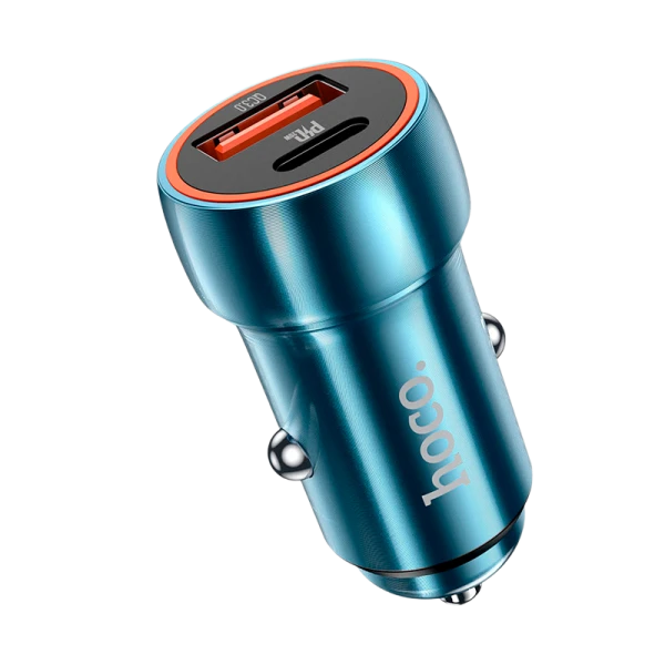 Автомобильное З/У HOCO Z46A 1USB/Type-C 3.0A 20W QC3.0 синий (1/13/130)