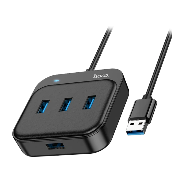 USB-Хаб HOCO HB31 4USB USB (m) USB3.0 1.2м черный (1/19/190)