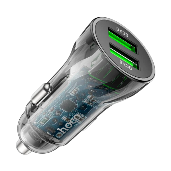 Автомобильное З/У HOCO Z47 2USB 3.0A 20W QC3.0 с кабелем microUSB черный (1/13/130)