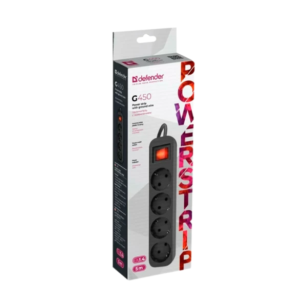 Удлинитель Defender G450 4р.С/З 10A 5.0м белый (1/35)