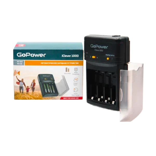 З/У для аккумуляторов GoPower iClever1000 Ni-MH/Ni-Cd 4 слота (1/15/30)