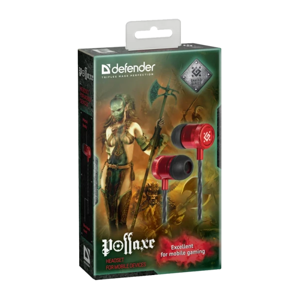 Наушники внутриканальные Defender Pollaxe красный (1/60)