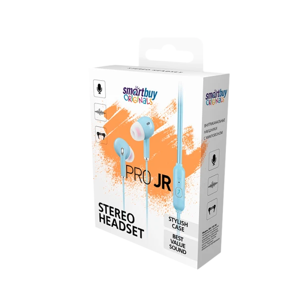 Наушники внутриканальные Smartbuy Pro JR с микр. голубой в коробке (1/50)
