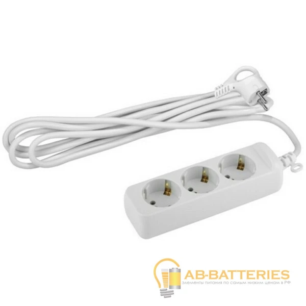 Удлинитель ЭРА U 3р.С/З 16A 5.0м белый (1/20)
