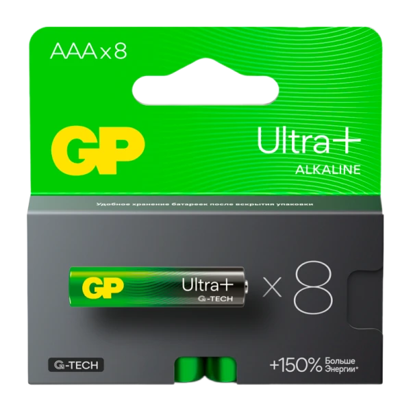 Батарейка GP ULTRA PLUS G-tech LR03 AAA BL8 Alkaline 1.5V (8/96/768)