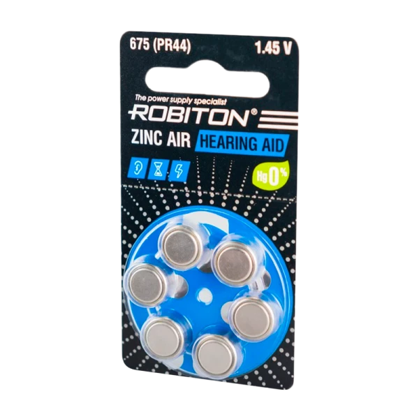 Батарейка ROBITON HEARING AID R-ZA675-BL6 675 PR44 DA675 V675A BL6