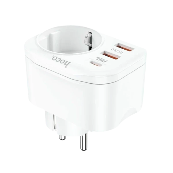 Разветвитель HOCO NS3 1р.С/З 16A 3USB белый (1/84)